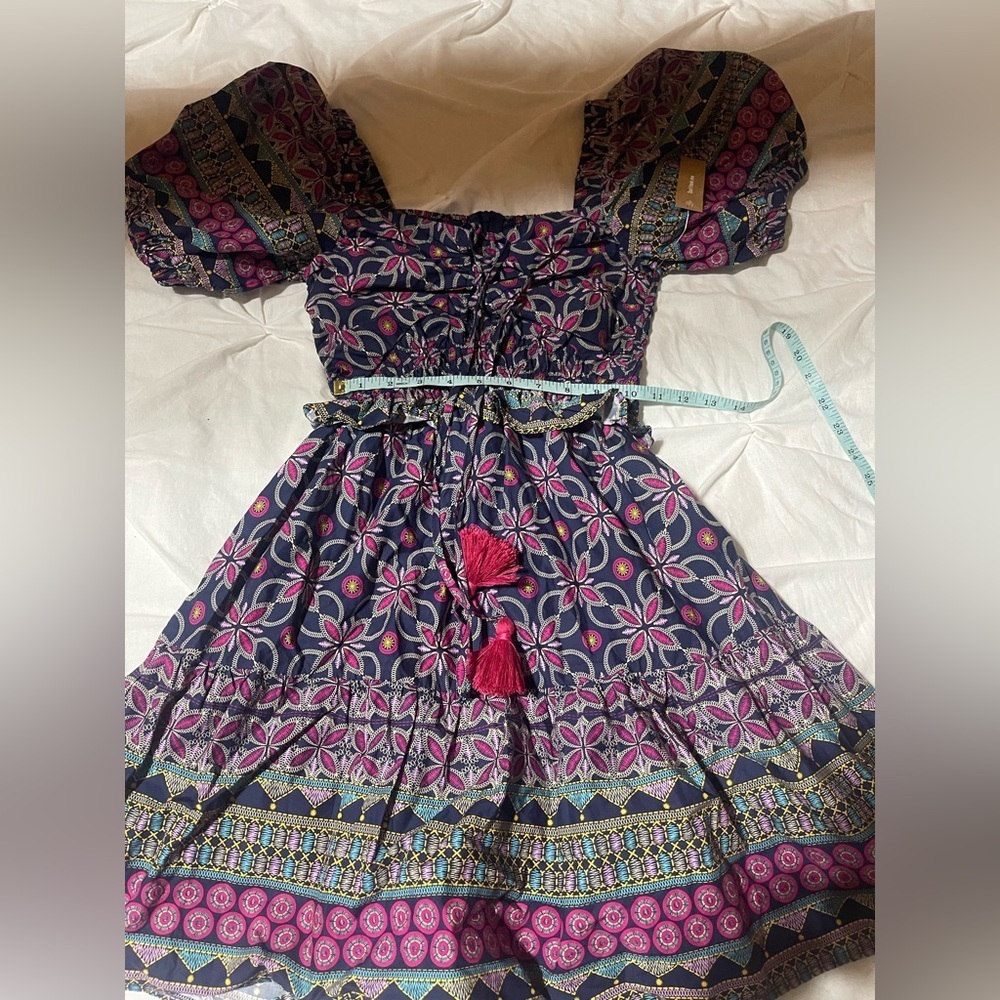 100% Cotton OPT NWT XS MultiColor Luxe Boho Smocked Mini Dress Luxe Boho - Picture 7 of 8